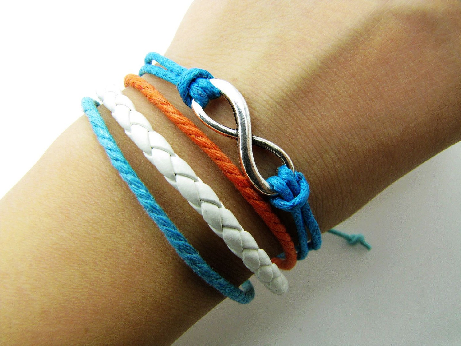 silvery infinity wish Leather and Ropes Women Cuff Bracelet Unisex Bracelet Jewelry Cuff Bangle 1013A