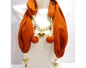 New Design, Jersey scarf, Burnt Orange  Women  Scarf,  Gift, 2012, Scarf, Spring Fashion