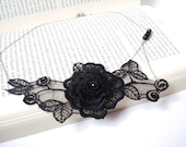 Black Lace Necklace, Women accessories,  3D Flower,