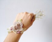 Purple and Green Lace Bracelet, Women accessories,  3D Flower, Bridesmaids accessories, For flower girls - bytugce