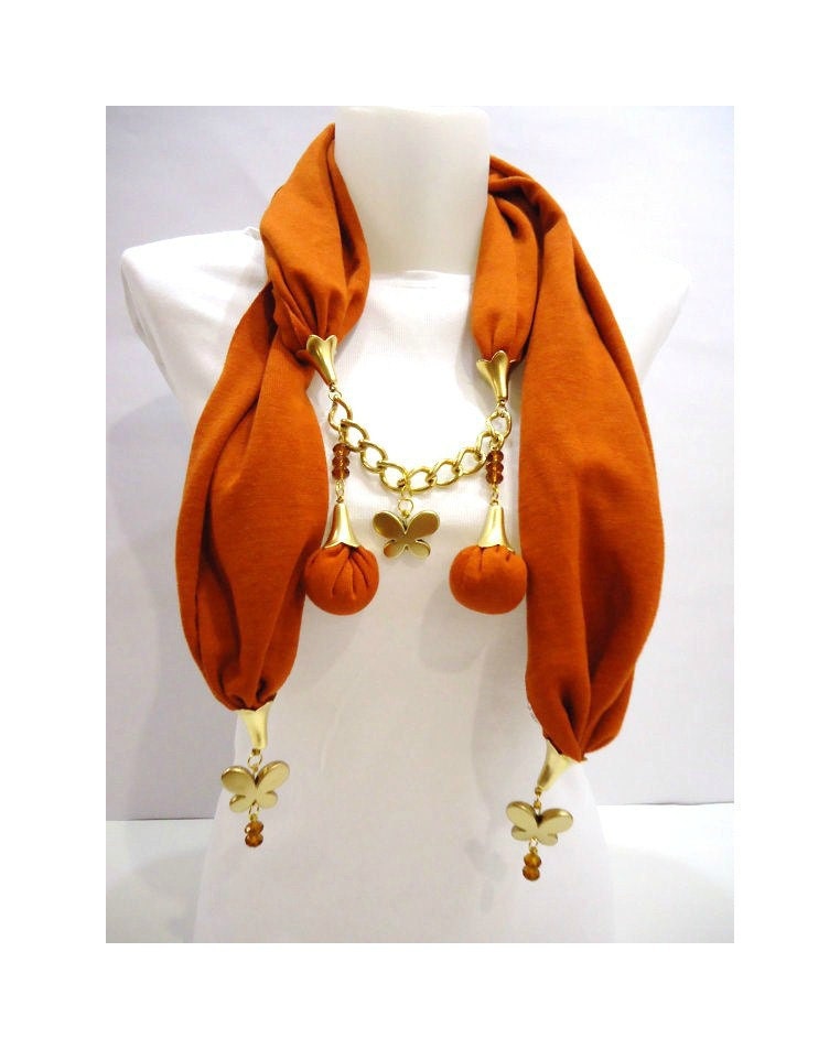 New Design, Jersey scarf, Burnt Orange  Women  Scarf,  Gift, 2012, Scarf, Spring Fashion