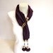 Purple Scarf with Pom Poms, Women Accessory, Jersey Scarf , 2012, winter trends and Fashion