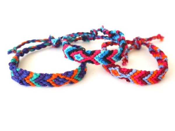 Woven Friendship Bracelets, South American, Bright Colors, SET OF 5
