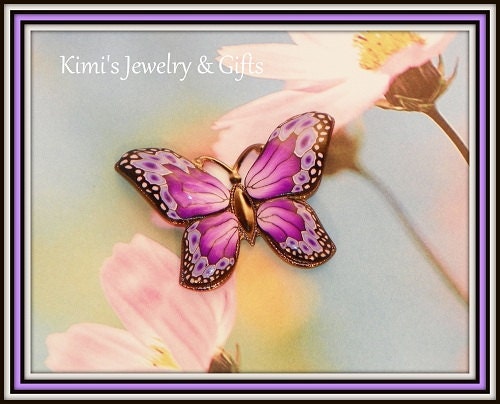 Pin Pendant Combination - Purple Butterfly