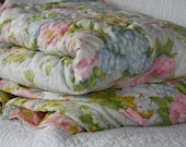 Vintage Quilted Floral Bedspread Full/Double/Queen Size 111"x80" - SelectedAndCollected