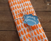 Hand printed 'Hundreds & Thousands' tea towel - orange and pink in 100% linen