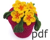 Crochet pattern of primrose flowers in pot (pdf)