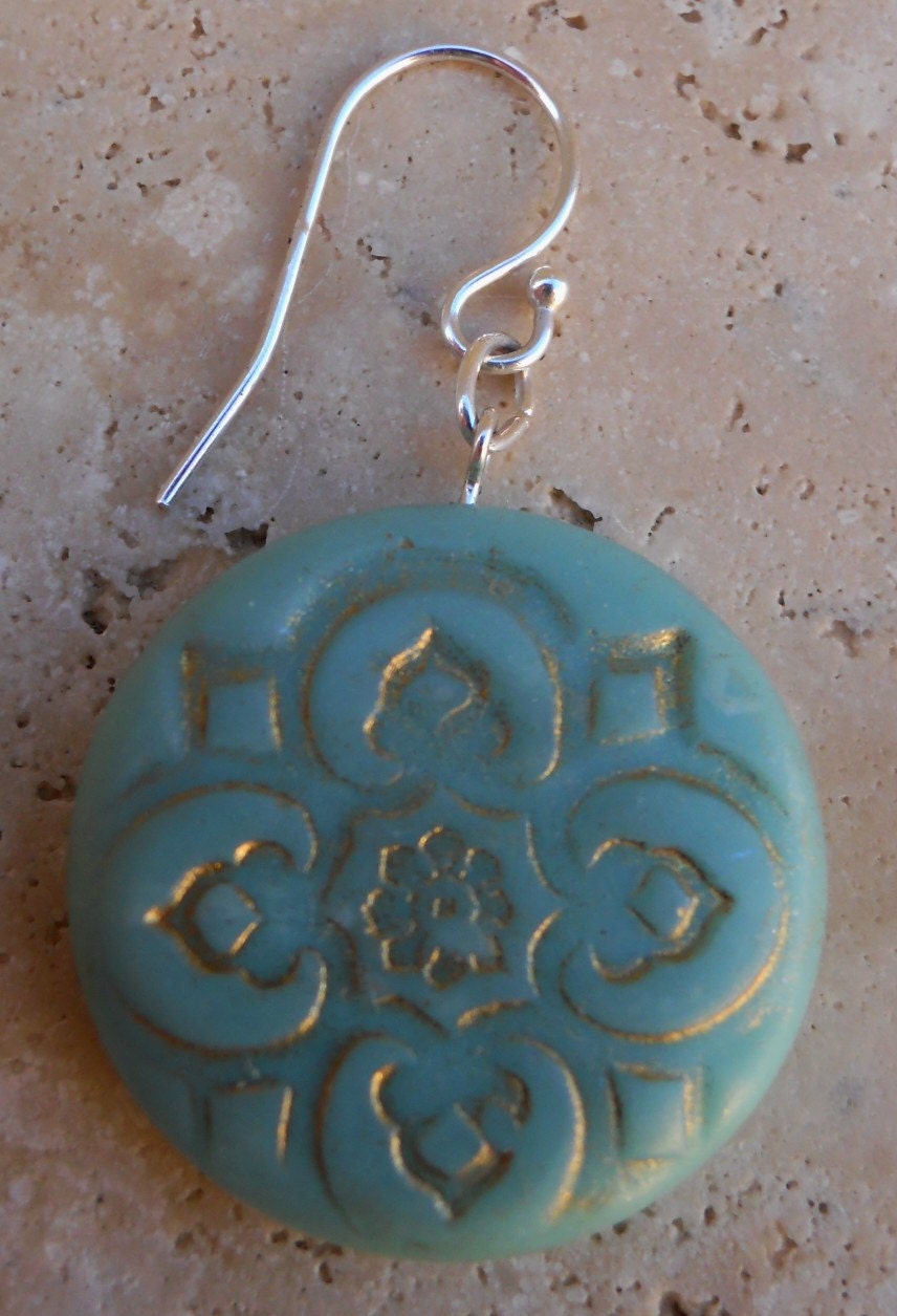 Jade Green Earrings - Sterling Silver - Jade Green Polymer Clay Earrings
