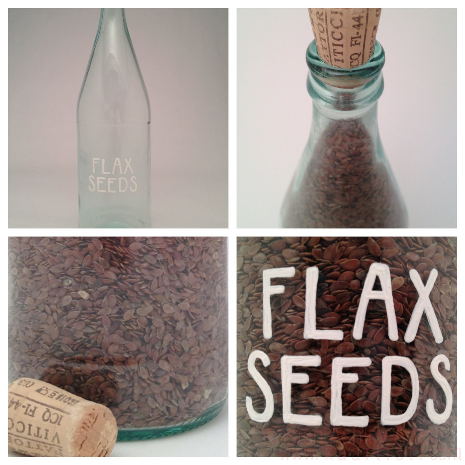 Glass Organizer Bottle (1 Liter) : Design your own storage container - Custom, Hand-Painted (w/ a little cork stopper)