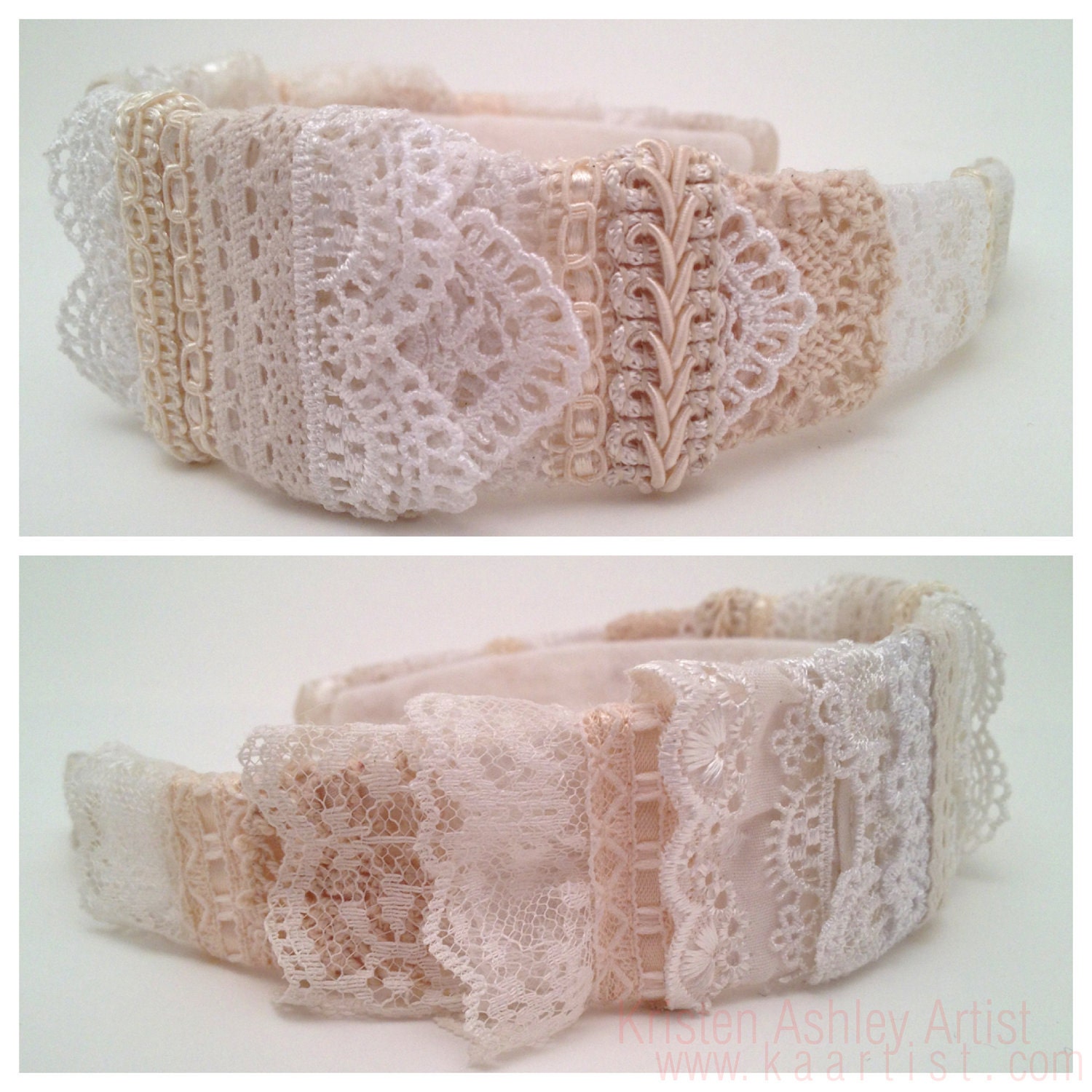 Lace Headband (WIDE WIDTH) : layers of beautiful lace trim--one side more structured, one side more whimsical