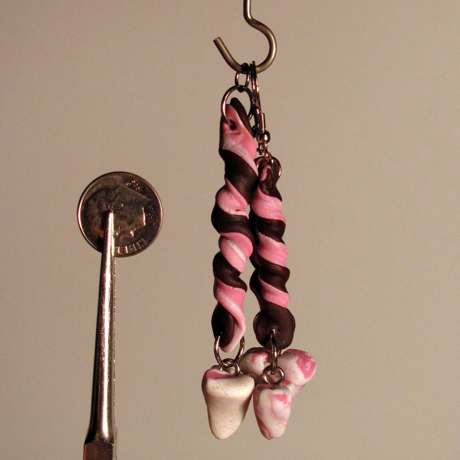 SALE Twisted Heart "Cotton Candy"  DOUBLE LISTING Earrings and Pendant