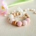 Crochet Teething Nursing bracelet with vintage lace in spring bloom blossom Baby pale pink and Cream white