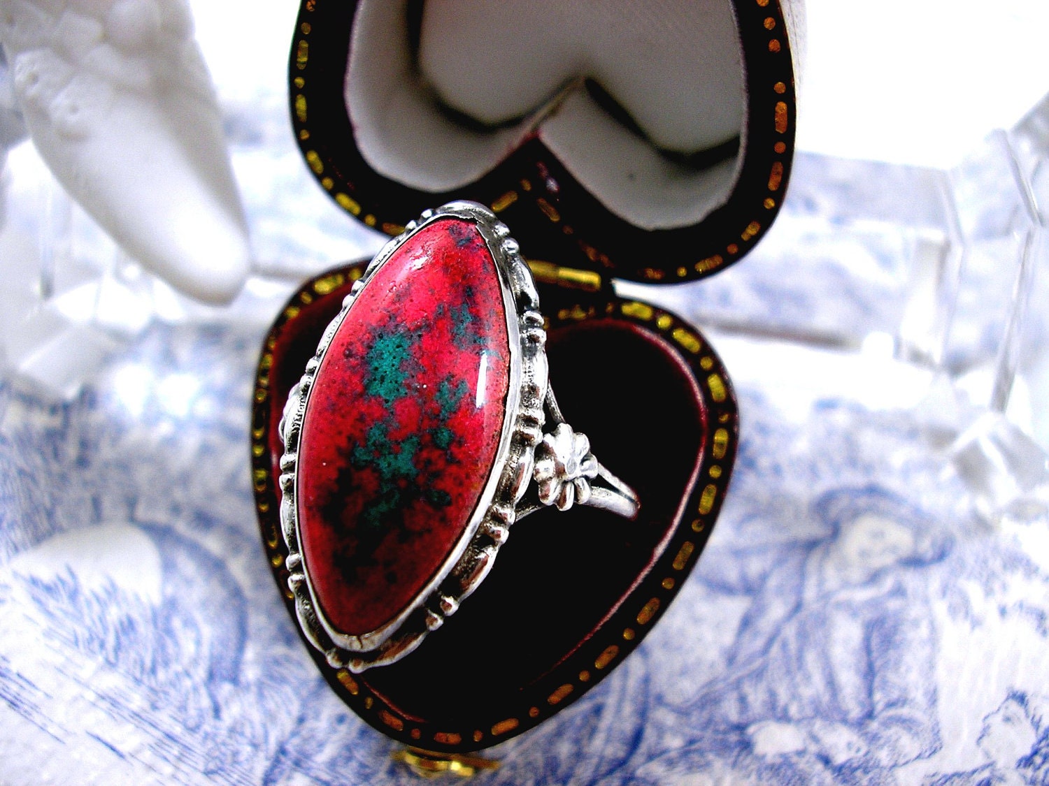 Arts and Crafts Silver Ring Enamel Ruskin Style Sterling 1920s
