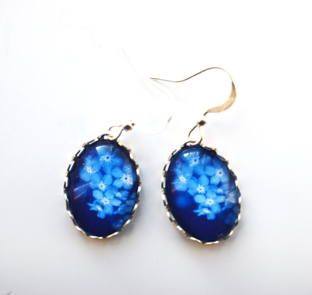 Forget Me Not Earrings Blue Flower Earrings Wearable Art Botanical Romantic Blues