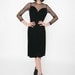 Vintage Black Velvet Sweetheart Dress with Sheer Sleeves