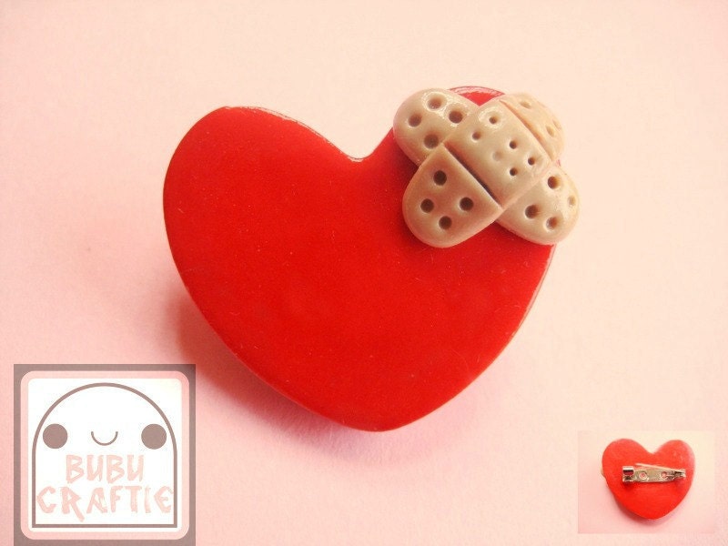 Healing Heart Brooch Polymer Clay