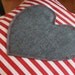 red and white striped pillow cover with gray appliqued heart, valentines day decor