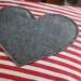 red and white striped pillow cover with gray appliqued heart, valentines day decor