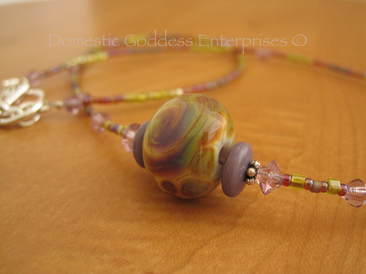 SALE Springtime Lampwork Focal Necklace
