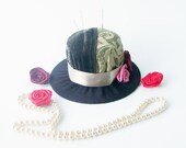 Chocolate Brown Hat  Textile Pincushion  Home Decor Free Shipping