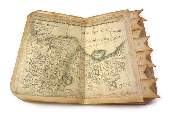 Travel Journal, Travel Scrapbook, Old World Map, Travel Photo Album, Vintage Inspired, Handmade Art Journal - Istriadesign