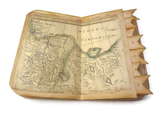 Travel Journal, Travel Scrapbook, Old World Map, Wanderlust Journal, Art Journal, Vintage Maps Journal, Graduation Gift, Father's Day Gift