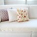 Shabby Chic Home - Linen Cream Pillow Covers with Green, Red and Pink Floral Print - 18x18" - Gift for Her, for Mom