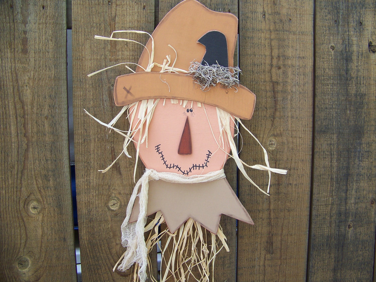 Fall Primitive Wooden Scarecrow Door Greeter/Wall Hanging