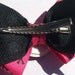 hot pink and black skull and cross bones bow- girly skull bow- girls punk accessories