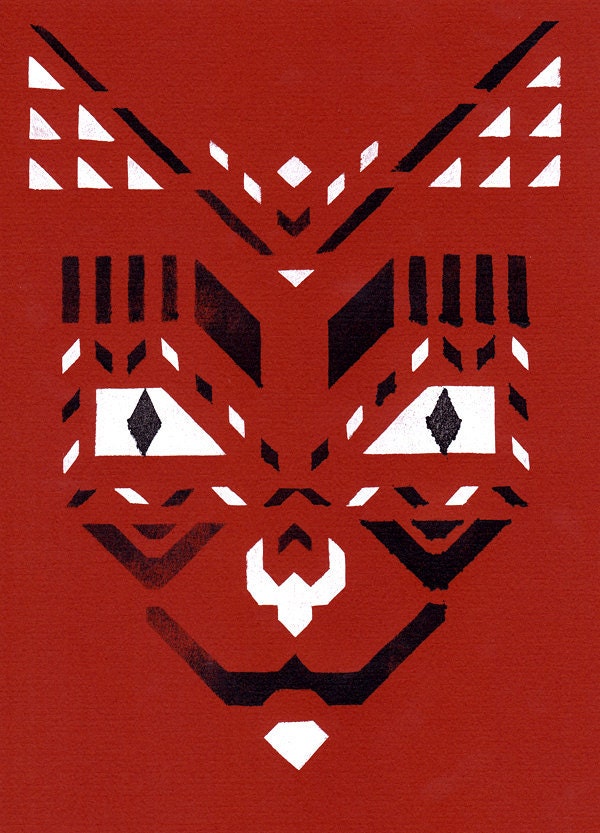 The Grinning Cat - Original Geometric Painting