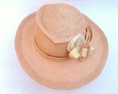 Pink Peach Summer Straw Hat With Natural Trim Bow