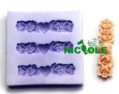F0089 Flower with a heart 3-hole Silicone Resin Molds Jewlery Molds Silicone Molds for Expoxy Craft Silicone Soap Molds