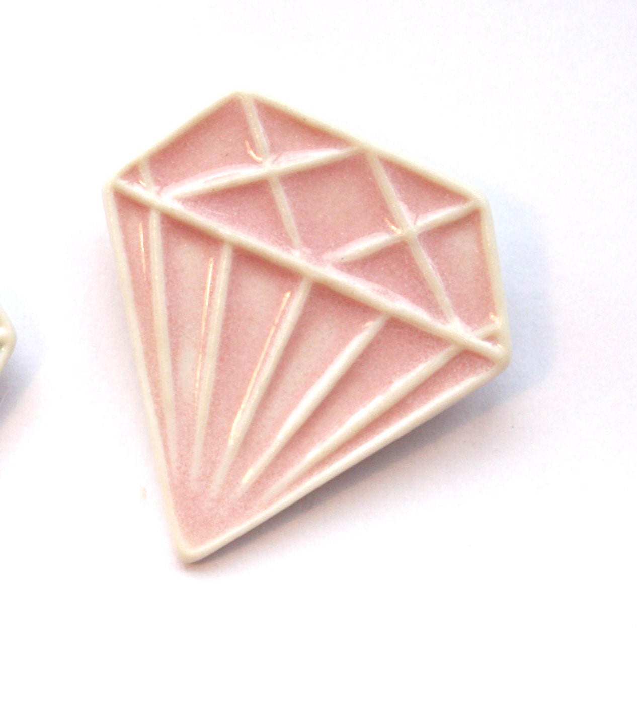 Porcelain Jewel Brooch, in pale pastel pink