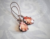 Rose Crystal Earrings - Vintage Style Rose Earrings - Crystal Drop Earrings