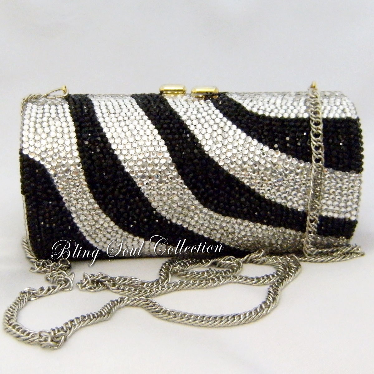 BLACK N' SILVER SECRET Scroll Crystal Evening Bag