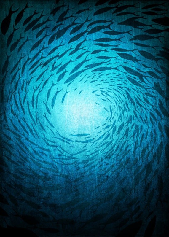 Illustration - Mysteries of the Deep - 10x14 Fine Art illustration, Sea, Love, Art prints, Love decor, Art Posters, Wall art, Turquoise