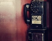 5x7 Print Vintage Telephone Red Black Retro Nostalgic Photography