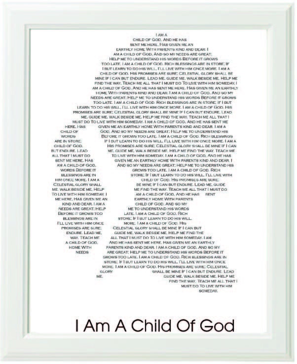 Inspirational Christian 8x10 Black and White Typography Art Print Child of God -Girl