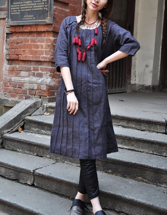 Linen Tunic Dress - Linen Shirt Tunic - Custom Made