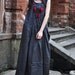 Linen Blue Summer Dress / Long Pleated Maxi Dress Gown - Custom Made