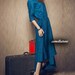 linen evening dress in blue / cocktail dress / long dress (Custom Made)