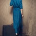 linen evening dress in blue / cocktail dress / long dress (Custom Made)