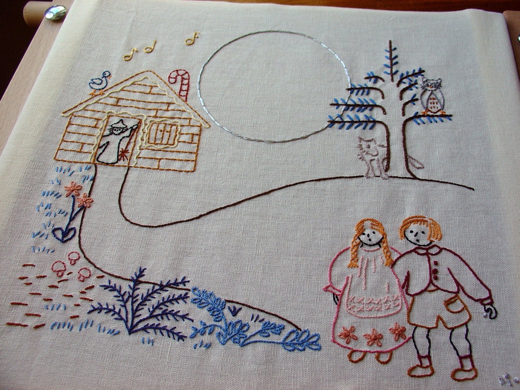Hansel & Gretel - Embroidery Pattern PDF - Fairy Tale - Brothers Grimm
