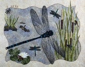 Dragonfly Fiber Art  Wall Hanging, Original Design