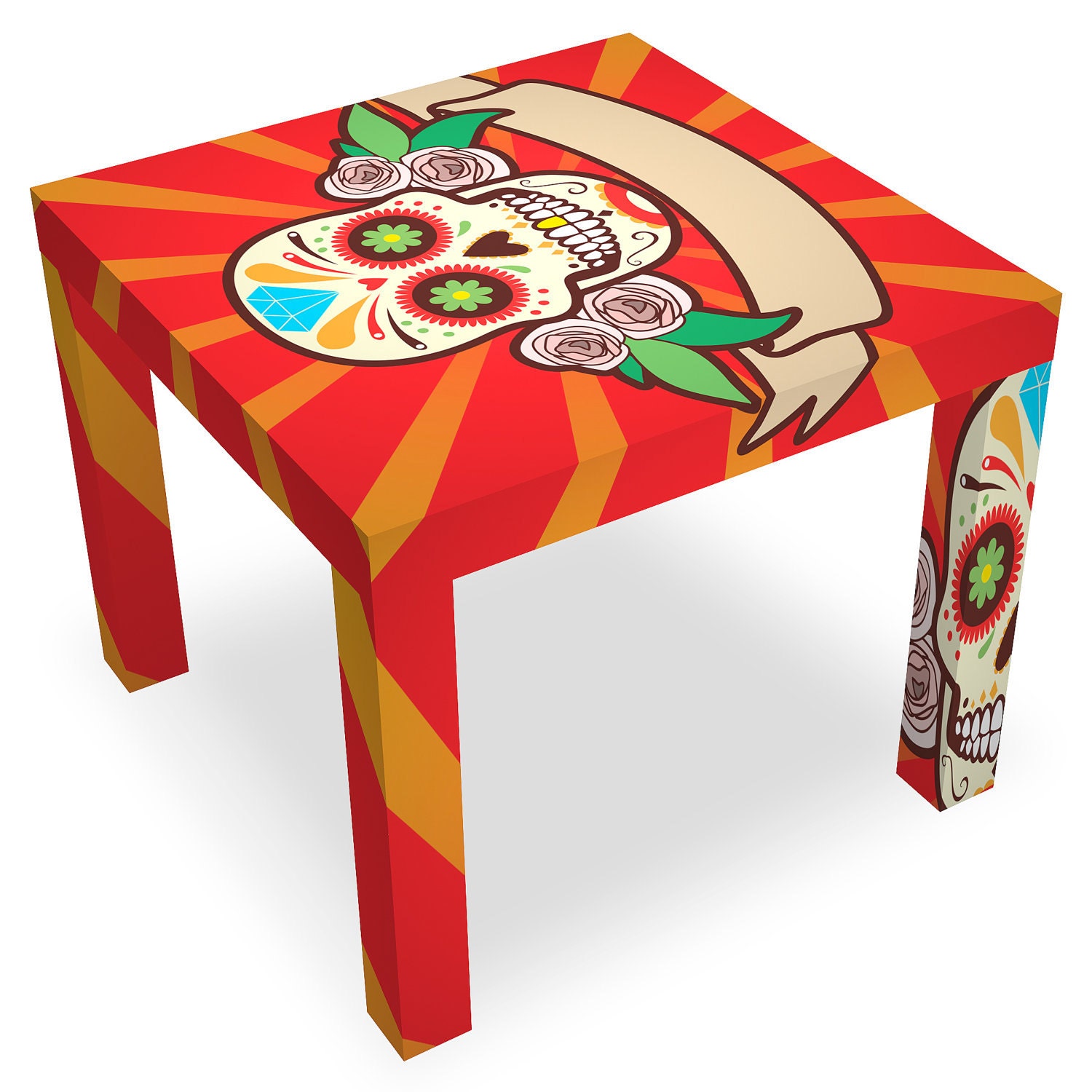 Lucha Libre Skull Table Hot Red with Diamond