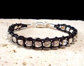 Las Vegas Rhinestone with Mag Clasp Brand New Design Beaded Leather Single Wrap Bracelet