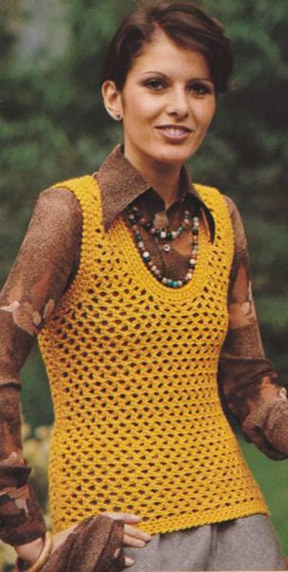 Vintage Crochet  Summer Long Camisole Top PDF Pattern