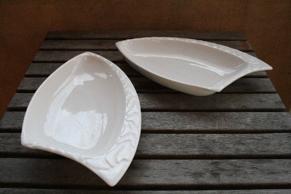 White Ceramic Serving Dishes - Set of 2
