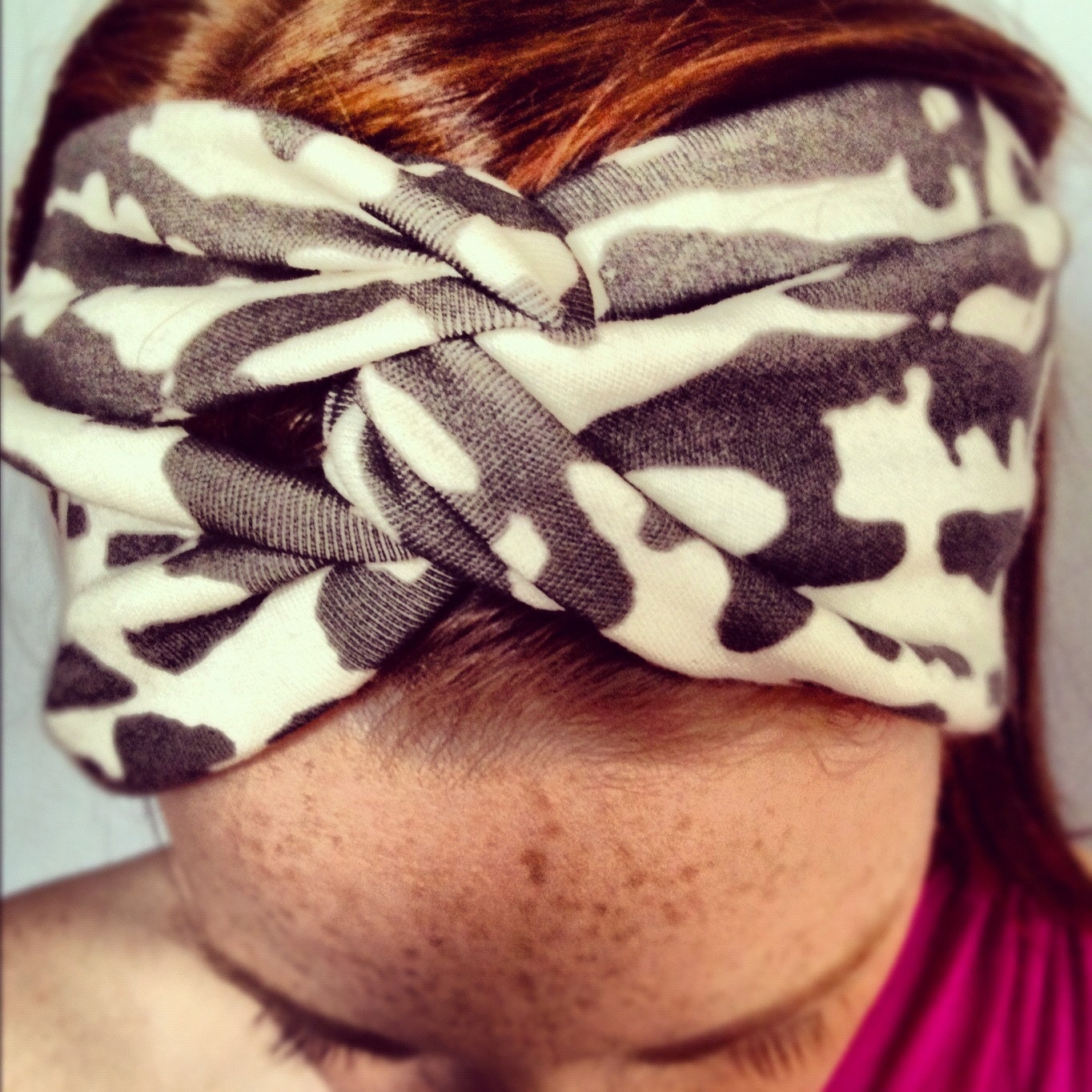 Black and White ZigZag Turban Organic Cotton Knit Headband