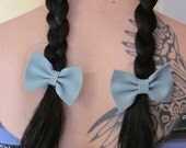 III pair of little teeny tiny mint green leather hair bows III